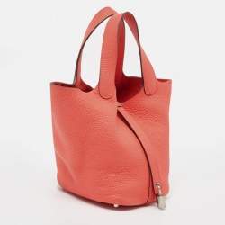 Hermes Rose Jaipur Taurillon Clemence Leather Picotin Lock 18 Bag