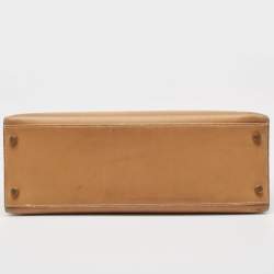 Pre Owned Hermes Natural Vache Leather Gold Finish Kelly Sellier 32 Bag