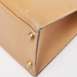 Pre Owned Hermes Natural Vache Leather Gold Finish Kelly Sellier 32 Bag