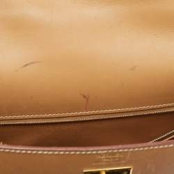 Pre Owned Hermes Natural Vache Leather Gold Finish Kelly Sellier 32 Bag