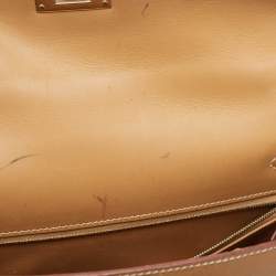 Pre Owned Hermes Natural Vache Leather Gold Finish Kelly Sellier 32 Bag