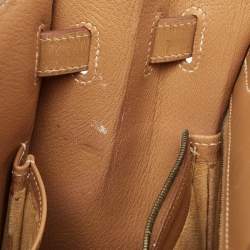 Pre Owned Hermes Natural Vache Leather Gold Finish Kelly Sellier 32 Bag