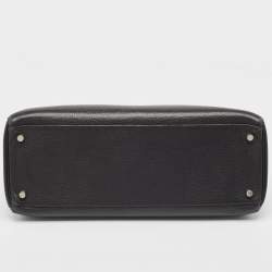 Hermes Noir Togo Leather Palladium Finish Kelly Retourne 35 Bag