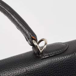 Hermes Noir Togo Leather Palladium Finish Kelly Retourne 35 Bag