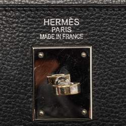 Hermes Noir Togo Leather Palladium Finish Kelly Retourne 35 Bag