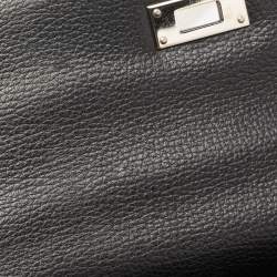 Hermes Noir Togo Leather Palladium Finish Kelly Retourne 35 Bag