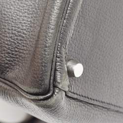 Hermes Noir Togo Leather Palladium Finish Kelly Retourne 35 Bag