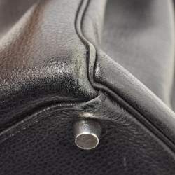 Hermes Noir Togo Leather Palladium Finish Kelly Retourne 35 Bag