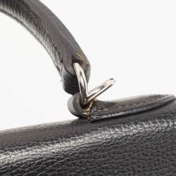 Hermes Noir Togo Leather Palladium Finish Kelly Retourne 35 Bag