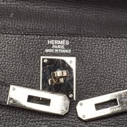Hermes Noir Togo Leather Palladium Finish Kelly Retourne 35 Bag