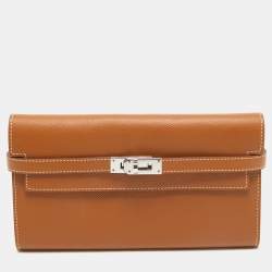 Hermes Gold Epsom Leather Kelly Longue Wallet