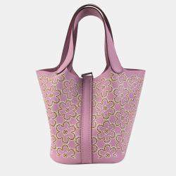 Hermes Mauve Sylvestre Swift Lucky Daisy Picotin 14 Bag