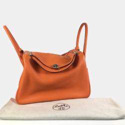 Hermes Orange Clemence Lindy 34 Handbag