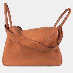 Hermes Orange Clemence Lindy 34 Handbag