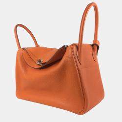 Hermes Orange Clemence Lindy 34 Handbag