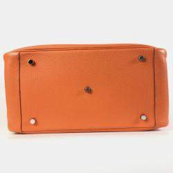 Hermes Orange Clemence Lindy 34 Handbag