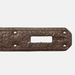 Hermes Chocolat Taurillon Clemence Leather Palladium Finish Birkin 30 Bag