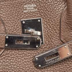 Hermes Chocolat Taurillon Clemence Leather Palladium Finish Birkin 30 Bag
