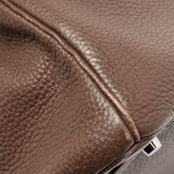Hermes Chocolat Taurillon Clemence Leather Palladium Finish Birkin 30 Bag