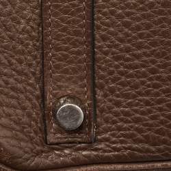 Hermes Chocolat Taurillon Clemence Leather Palladium Finish Birkin 30 Bag
