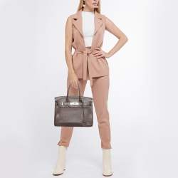 Hermes Chocolat Taurillon Clemence Leather Palladium Finish Birkin 30 Bag