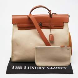 Pre Owned Hermès Beige/Fauve Toile Canvas and Vache Hunter Leather Herbag Zip 39 Bag