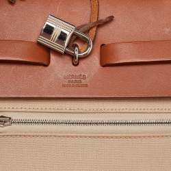 Pre Owned Hermès Beige/Fauve Toile Canvas and Vache Hunter Leather Herbag Zip 39 Bag