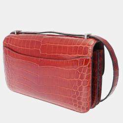 Pre Owned Hermes Brown Matte Niloticus Crocodile Constance Elan Bag