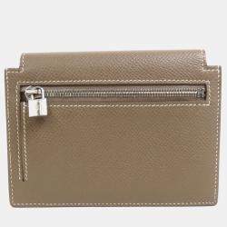 Hermes Etoupe Vaux Epson Pocket Kelly Compact Coin Case