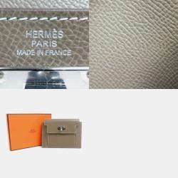 Hermes Etoupe Vaux Epson Pocket Kelly Compact Coin Case