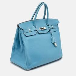 Hermes Bleu Jean Taurillon Clemence Leather Palladium Finish Birkin 40 Bag