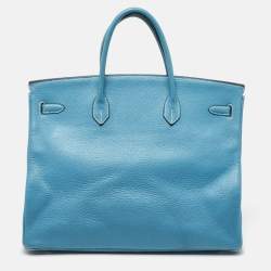 Hermes Bleu Jean Taurillon Clemence Leather Palladium Finish Birkin 40 Bag