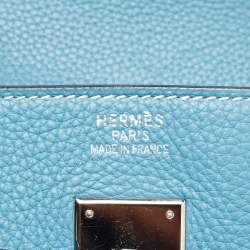 Hermes Bleu Jean Taurillon Clemence Leather Palladium Finish Birkin 40 Bag