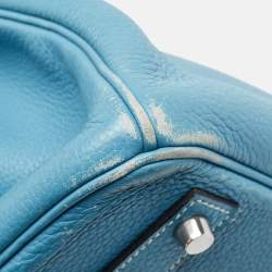 Hermes Bleu Jean Taurillon Clemence Leather Palladium Finish Birkin 40 Bag