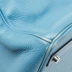Hermes Bleu Jean Taurillon Clemence Leather Palladium Finish Birkin 40 Bag