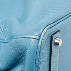 Hermes Bleu Jean Taurillon Clemence Leather Palladium Finish Birkin 40 Bag