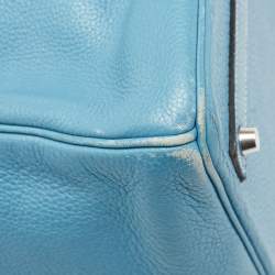 Hermes Bleu Jean Taurillon Clemence Leather Palladium Finish Birkin 40 Bag
