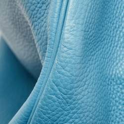 Hermes Bleu Jean Taurillon Clemence Leather Palladium Finish Birkin 40 Bag