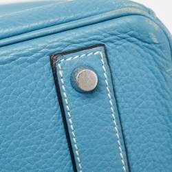Hermes Bleu Jean Taurillon Clemence Leather Palladium Finish Birkin 40 Bag