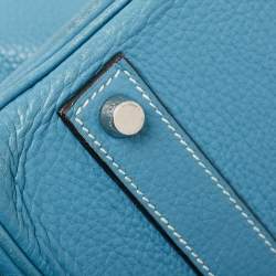 Hermes Bleu Jean Taurillon Clemence Leather Palladium Finish Birkin 40 Bag
