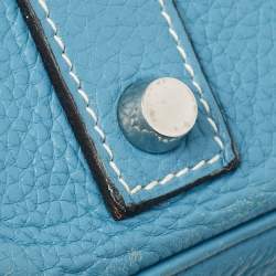Hermes Bleu Jean Taurillon Clemence Leather Palladium Finish Birkin 40 Bag