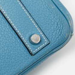 Hermes Bleu Jean Taurillon Clemence Leather Palladium Finish Birkin 40 Bag