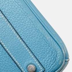 Hermes Bleu Jean Taurillon Clemence Leather Palladium Finish Birkin 40 Bag