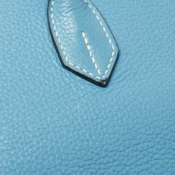 Hermes Bleu Jean Taurillon Clemence Leather Palladium Finish Birkin 40 Bag