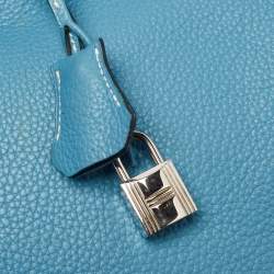 Hermes Bleu Jean Taurillon Clemence Leather Palladium Finish Birkin 40 Bag