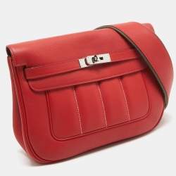 Hermes Rouge Tomate Swift Leather Palladium Finish Berline 28 Bag