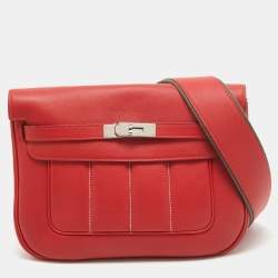 Hermes Rouge Tomate Swift Leather Palladium Finish Berline 28 Bag
