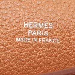 Hermes Gold/Rose Azalee/Bleu Nuit Evercolor Leather H Passant Clutch Bag