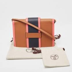Hermes Gold/Rose Azalee/Bleu Nuit Evercolor Leather H Passant Clutch Bag