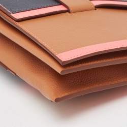 Hermes Gold/Rose Azalee/Bleu Nuit Evercolor Leather H Passant Clutch Bag